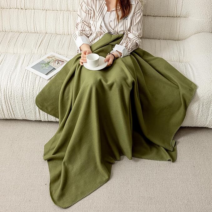 CAI TENG Fleece Throw Blankets Lightweight Warm Soft Cozy Dog Blanket Bulk 6 Pack Fleece Blanket Solid for Home, Bed, Sofa, Dorm, Office, Gifts, Outdoor Olive Green 50 x 60 inch