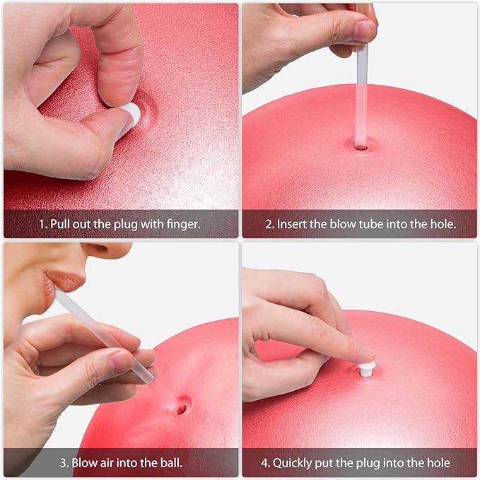 Cikyner Soft Pilates Ball, Small Exercise Ball 9 Inch Mini Gym Ball with Inflatable Straw, Suitable for Pilates, Yoga, Full Body Training, Physical Therapy and Balance improving at Home, Gym & Office