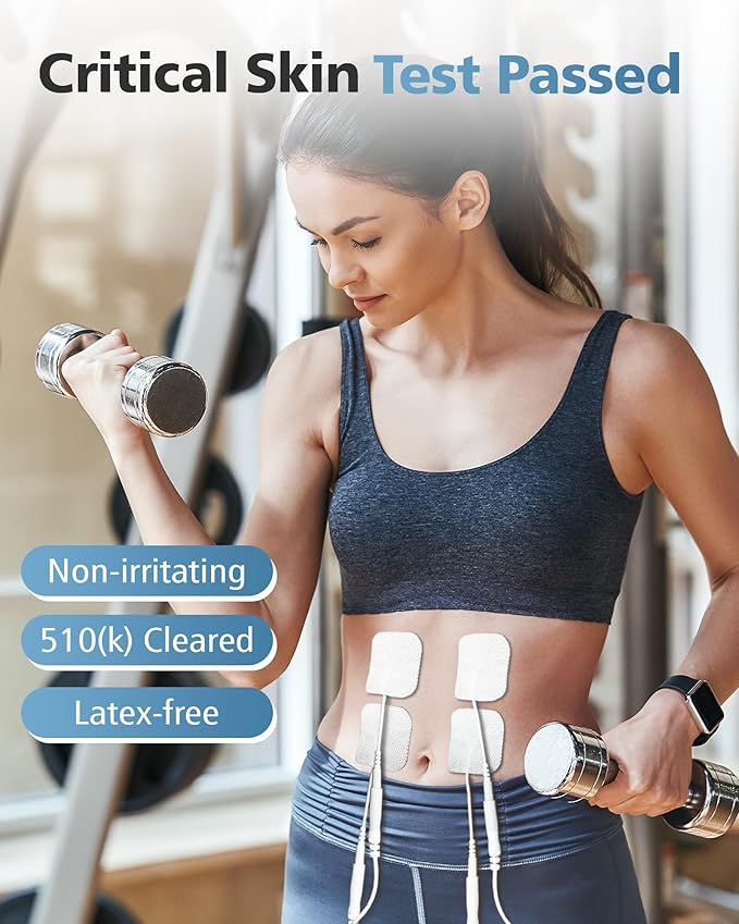 20PCS TENS Unit Electrode Pads 2x2 with Reusable Self-Adhesive Performance, Replacement Pads Compatible with TENS 7000/3000, AUVON, Neocarbon, TENKER, Eelectrode Pads Use 2mm Lead Wires (White)