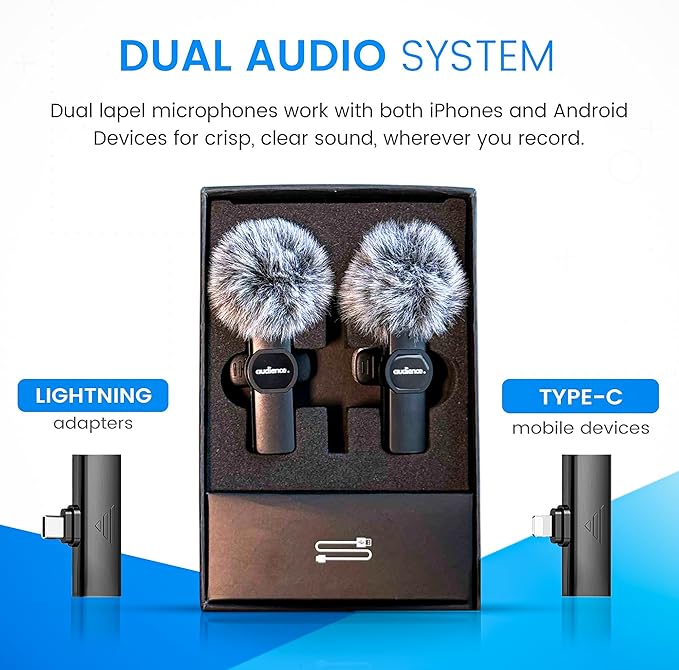 Audience Professional Mobile Creator Kit - 72" Adjustable Tripod with Monopod, LED Fill Light, Dual Lavalier Microphones, Rotating Phone Mount, Bluetooth Remote & Travel Case