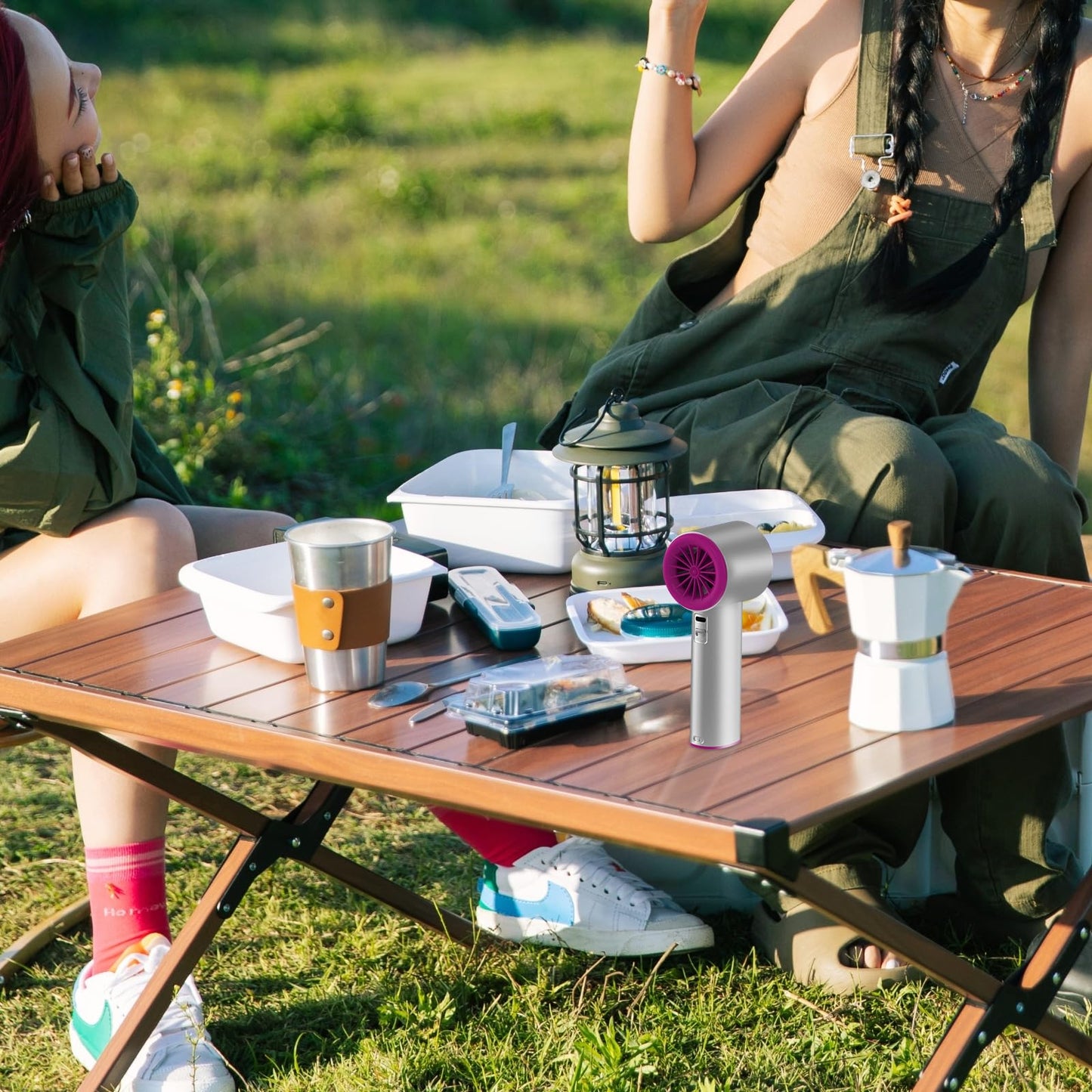 KOQQQ Portable Handheld Fan, Speed (1-100) Adjustable Turbo Personal, 4000mAh Battery Rechargeable Cooling Fan, Digital Display, Gifts for Women Men Travel/Camping/Outdoor (Iron/Fuchsia)