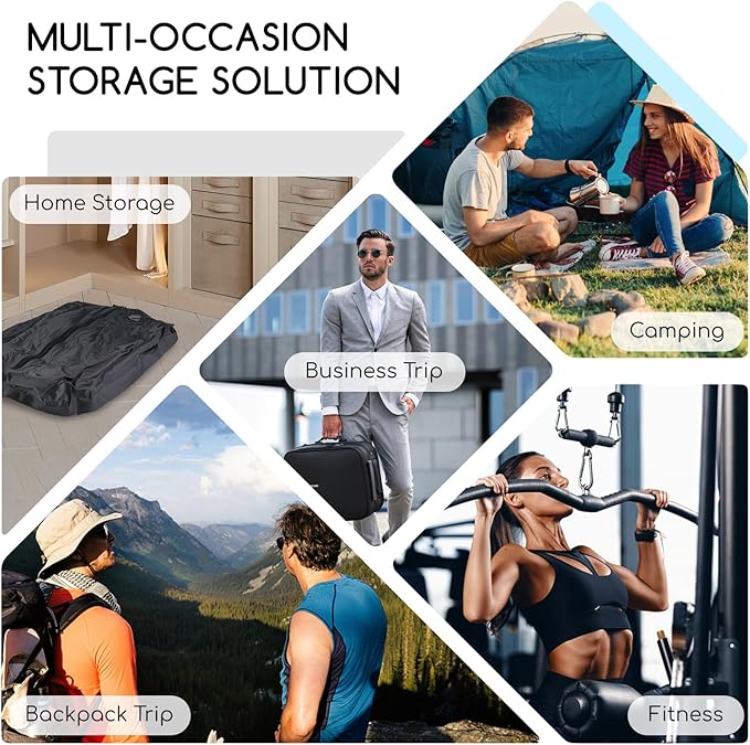 2 Pack Vacuum Bags for Travel with Air Pump, TPU Reusable Vacuum Compression Bags for Travel with Waterproof Zipper, Space Saver Bag for Suitcase, Backpack, Black