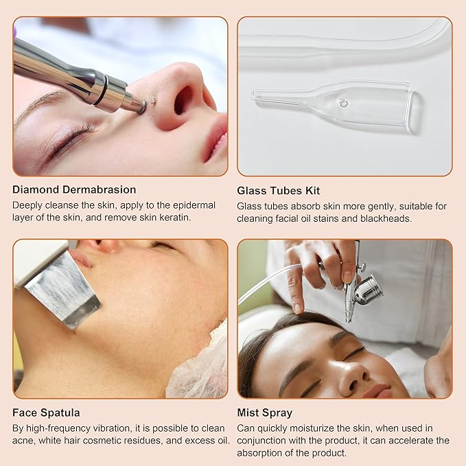 4 In 1 Diamond Dermabrasion Microdermabrasion Skin Scrubber Vacuum Facial peeling Sprayer Blackhead Acne Remover Skin Care Beauty Machine Elitzia ET33P4