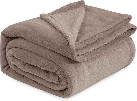 Bedsure GentleSoft Fleece Bed Blankets Queen Size Mocha Brown - Soft Lightweight Plush Fuzzy Cozy Luxury Blanket Microfiber, 90x90 inches