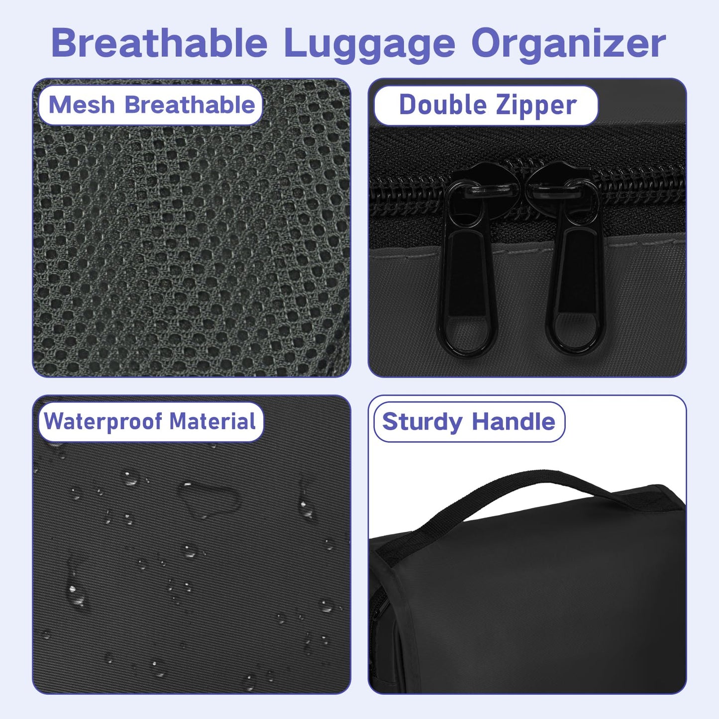 Compression Packing Cubes for Travel, 8 Set Packing Cubes for Suitcases, Breathable Mesh Travel Bags Organizer for Luggage Lightweight Vacation Essentials Accessories (Black)