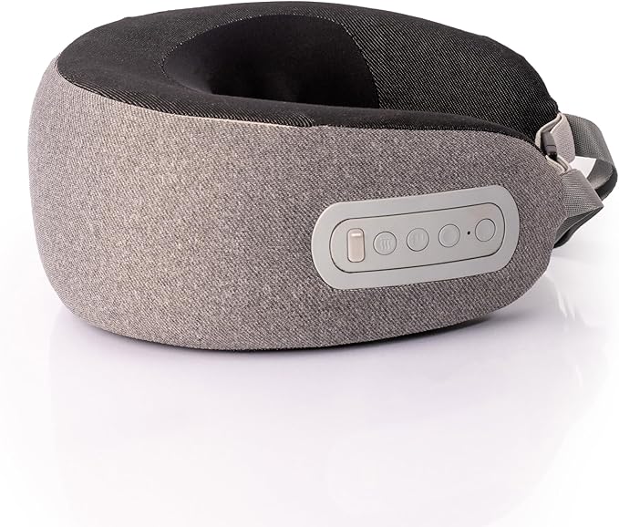 GhostBed Massaging Neck Pillow, Shiatsu-Style Kneading Massager, Comfortable Heated Neck Massager with Cover, Wireless Portable Massage Pillow, Standard Size