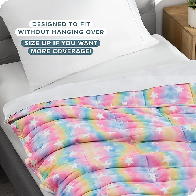 Bare Home Weighted Blanket Twin or Full Size 10lb (40" x 60") - Minky Fleece - Premium Heavy Blanket Nontoxic Glass Beads (Unicorn, 40"x60")