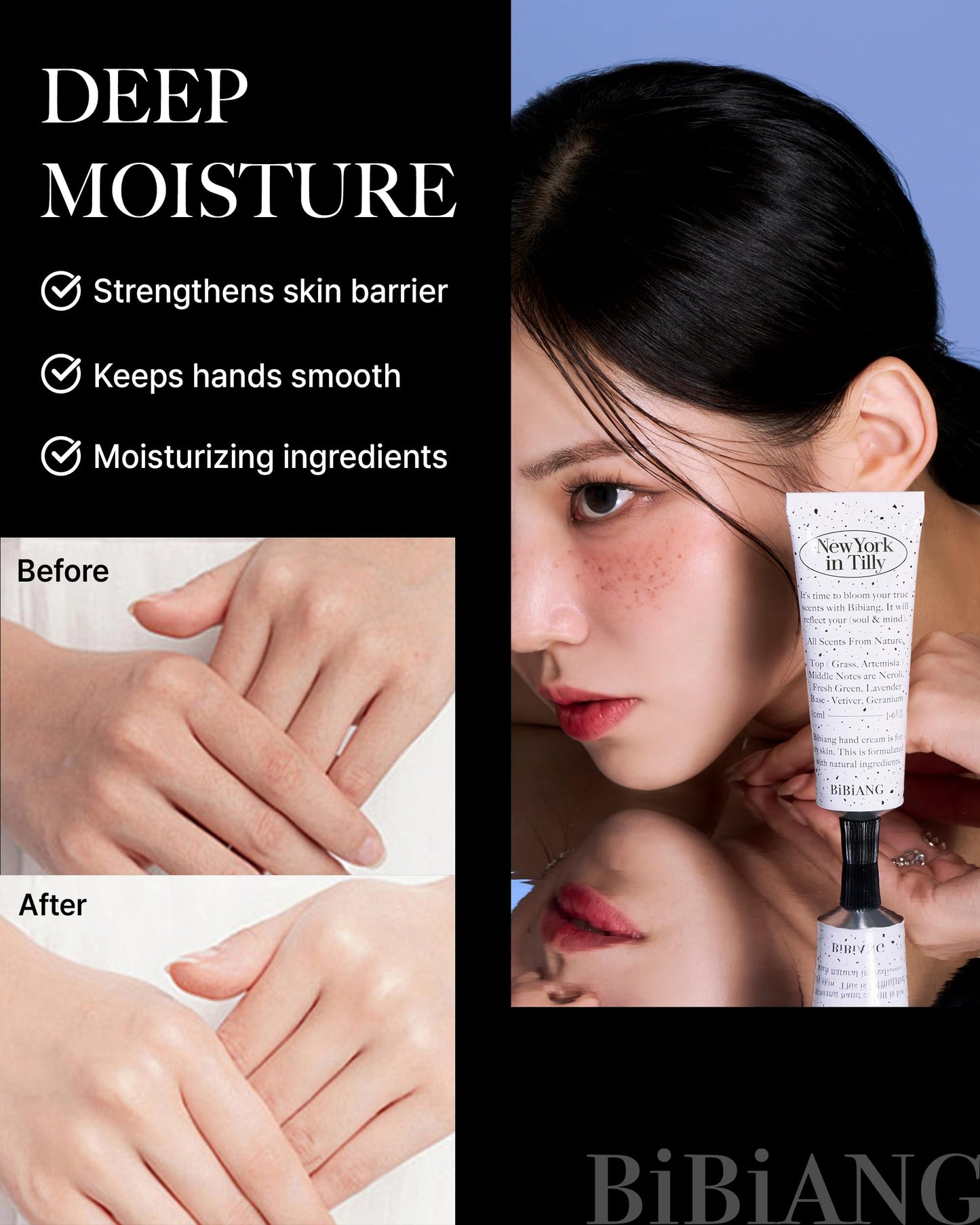 BiBiANG Walnut Creek Green Hand Cream - Korean Hand Care for Moisturizing & Nourishment - Hydrating Hand Care Formula with Forest Bergamot Scent, Shea Butter & Niacinamide - 1.69oz