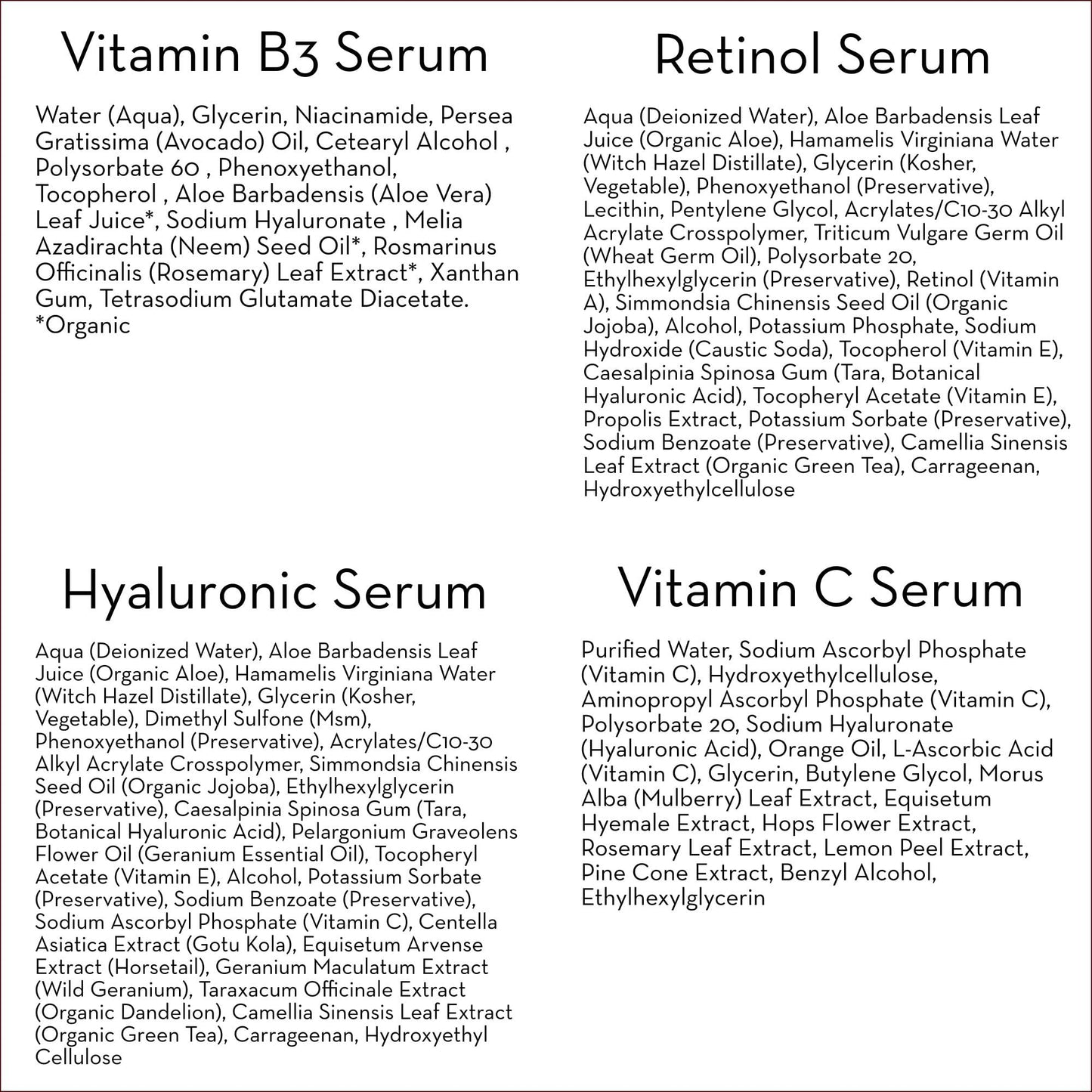 Pure Body Naturals Facial Serum - Hyaluronic Acid Serum, Retinol Serum, Vitamin C Serum, and Vitamin B3 (Niacinamide) Serum - A Perfect Serum Gift Set for Women of All Ages