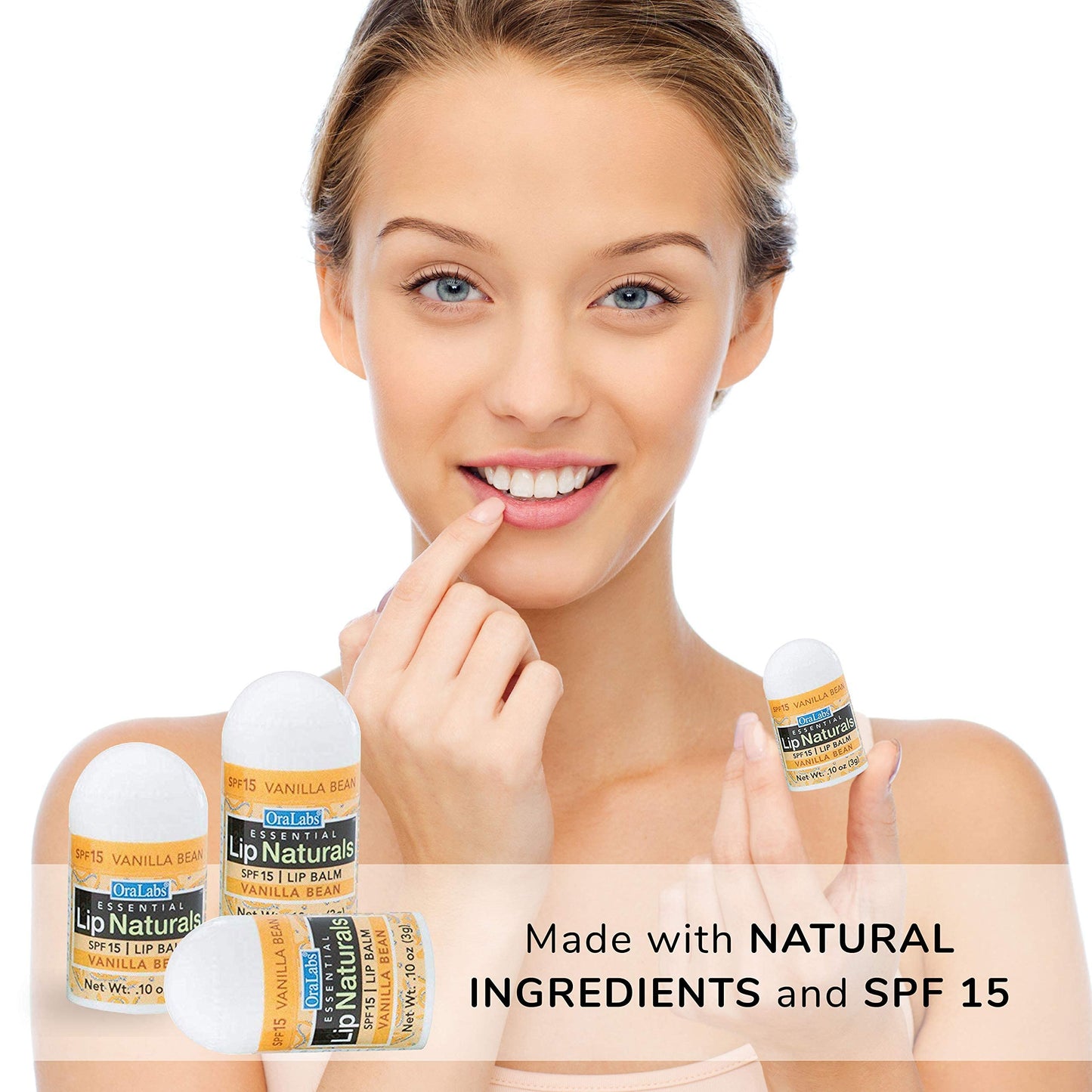 Lip Naturals® Mini Vanilla Lip Balm with Sunscreen (SPF-15) | Made in USA with Beeswax & Coconut Oil | 12-Count Pack with Vanilla Bean Flavor (0.10oz/3g Each)