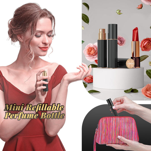 YIERSO 10ml Perfume Atomizer Travel Refillable,Bottom-Filling Fragrances Perfumes Bottle,Mini Cologne Dispenser, Portable Sprayer Pocket Size for Women Men Cruise Car Trip Gift 0.34oz (Black)