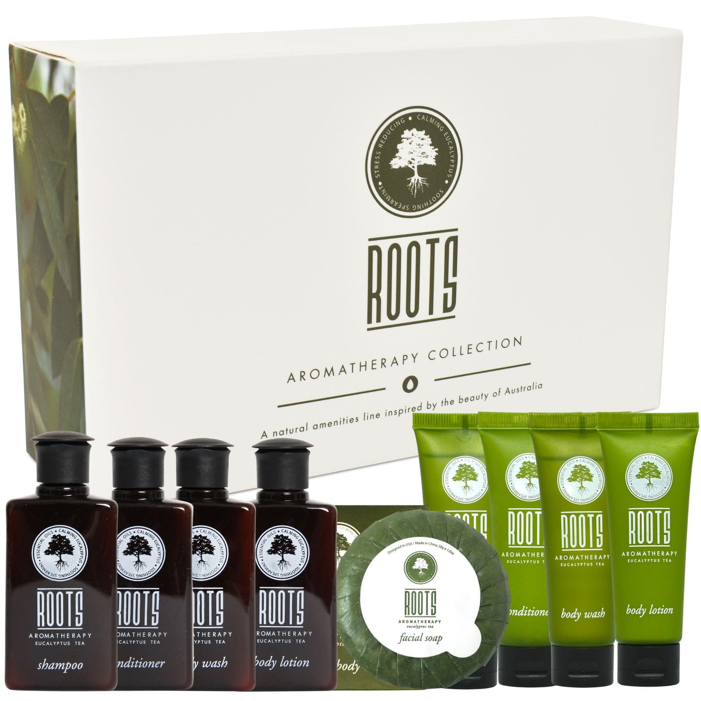 ROOTS AROMATHERAPY Airbnb Travel+Essentials Shampoo and Conditioner Sets Body Wash Lotion & Soap,Guest Bathroom Essentials Toiletries Kit Bulk Mini Set Kits Sulfate Free Air Bnb Toiletry (10 Count)