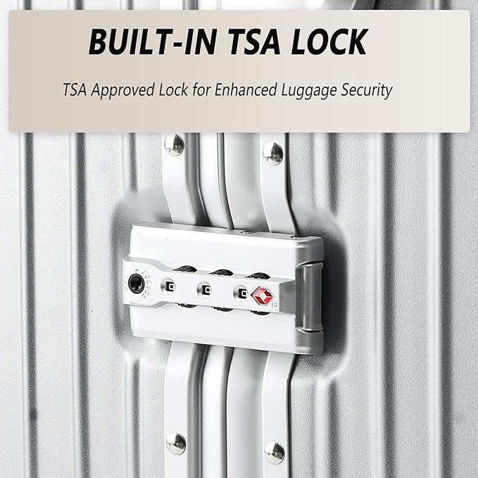 24 Inch Zipperless Checked Travel Luggage with Spinner Wheels,ABS+PC Hard Shell Suitcase with TSA Approved USB Port,Cup & Phone Holder for Women Men,Silver