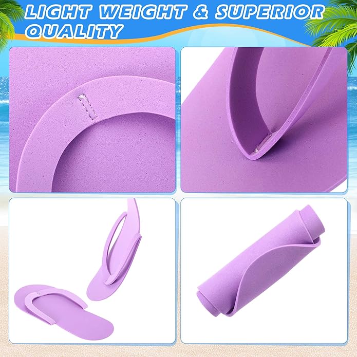 JenPen 60 Pairs Disposable Pedicure Slippers Foam Flip Flops Disposable Flip Flops Multi Color Foldable Pedicure Slippers for Guests Salon Spa Hotel Women