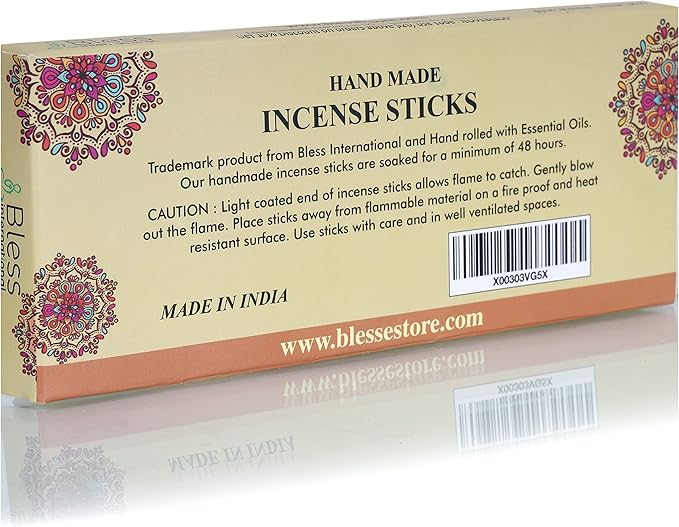 Bless-Sandalwood 100%-Natural-Handmade-Hand-Dipped-Incense-Sticks Organic-Chemicals-Charcoal-Free Purification-Relaxation-Positivity-Yoga-Meditation Best-Woods-Scent (100 Sticks (5.25 OZ))