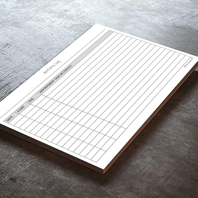 Activity Log Notepads(2 Pack, 50 Pages Each) Pad Planners to List a Task, Action or Contact. A Versatile Work Tool to Track Time & Office Productivity. 8.5 X 5.5, A5 Sheets. Made in the USA.