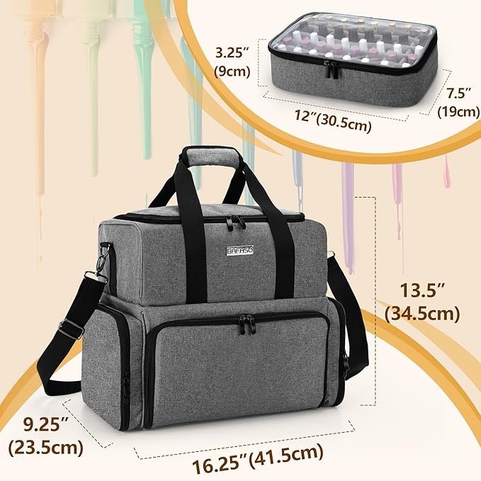BAFASO Nail Polish Organizer Holds 80 Bottles (15ml - 0.5 fl.oz) and a UV Nail Lamp, Nail Polish Case with 2 Removable Pouches and Manicure Tools Storage Sections (Patented), Gray