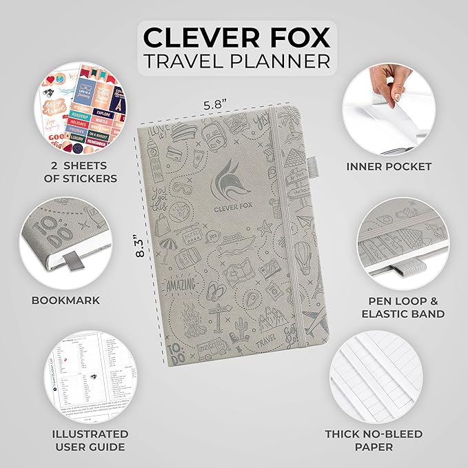 Clever Fox Travel Journal – Vacation & Trip Organizer with Budget Plan, Packing List, Travelling Expense Tracker, A5 (Foggy Alps)