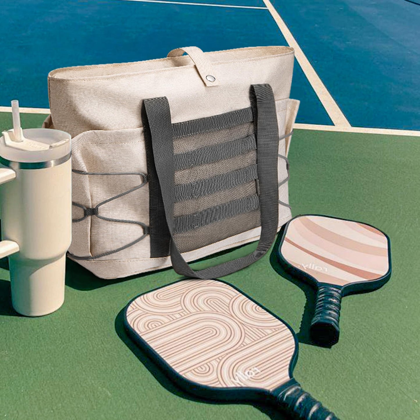 BOSTANTEN Travel Tote Bags for Women Foldable Beach Bag Waterproof Zipper Gym Sports Shopping Bag with Trolley Sleeve