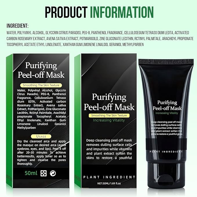 Blackhead Remover for Face - Peel Off Black Mask, Charcoal Mask, Nose Blackhead Pore Remover Deep Cleansing Blackhead Pores Acne