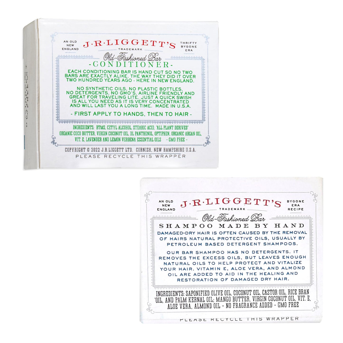 J.R.LIGGETT’S Shampoo Bars and Conditioner Set - Conditioner Bar 1.75oz + Two Moisturizing Formula Shampoo Bars 3.5oz - All-Natural Ingredients for Hair Clean, Soft, Tangle-Free - Made in the USA