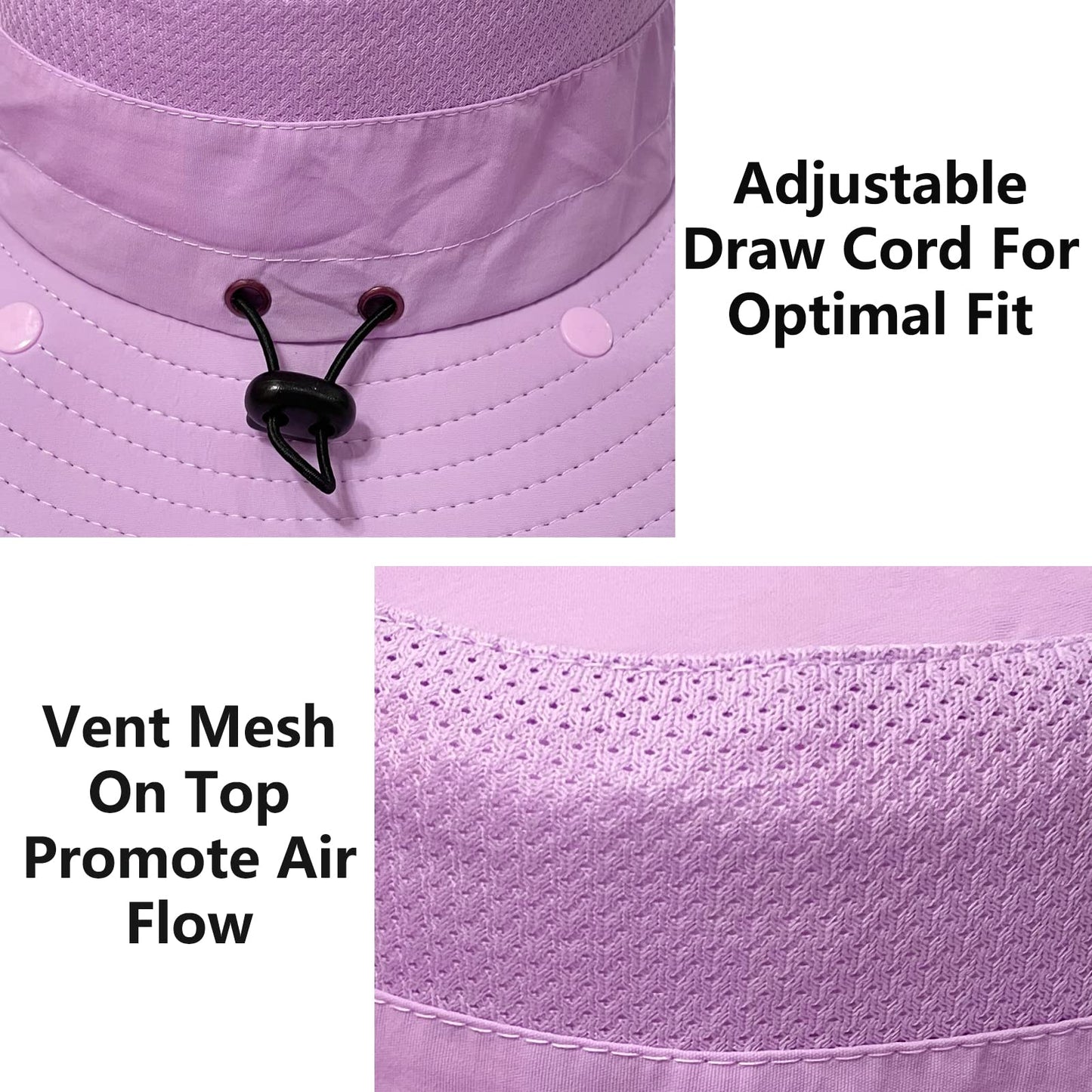 UPF 50+ Sun Fishing Hat for Men Women Wide Brim Hat with Detachable Face Cover & Neck Flap Violet