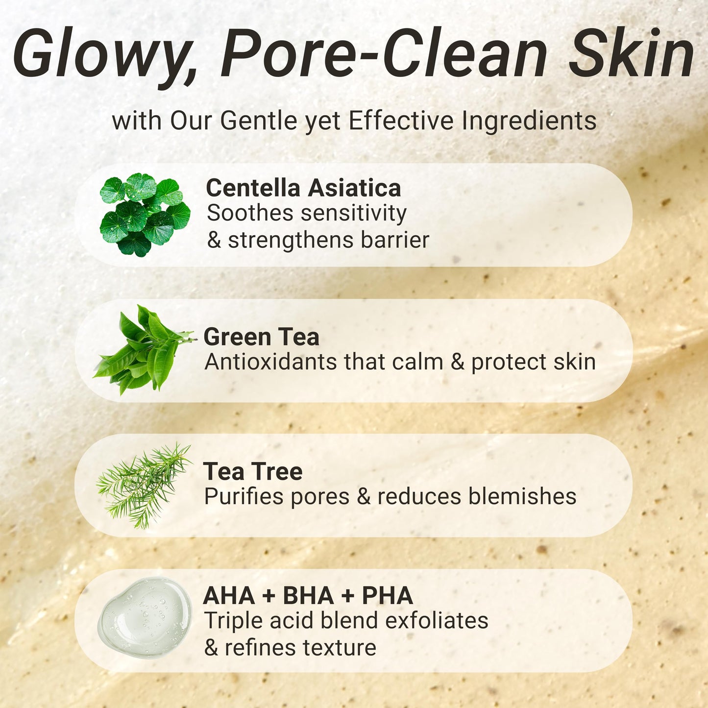 CELDYQUE Gentle Cleanser Purifying Touch – Centella, Tea Tree & Green Tea | AHA BHA PHA Exfoliating Face Wash for Sensitive, Acne-Prone Skin | Calming, Pore Purifying Korean Cleansing Foam, 5.07 fl oz