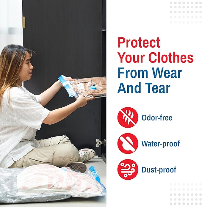 10-Pack Variety Vacuum Storage Bags for Comforters, Blankets & Clothes – Vacuum Sealed Compression Bags with Hand Pump – Space Saver Storage Bags for Bedding,Travel & Organization (2S, 2M, 3L & 3XL)