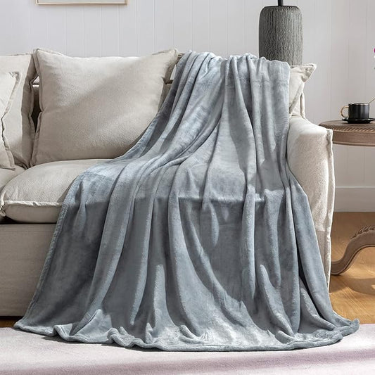 JIAHANNHA Fleece Blanket Twin Size Grey 60 by 80 Inches Throw Blankets for Couch Sofa Bed 280GSM,Super Soft Cozy and Luxury Bed Blanket for All Season