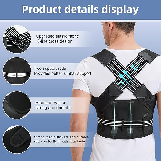 Back Brace Posture Corrector for Women and Men, Upgraded Full Back Brace Support, Adjustable Shoulder Back Support, Upper and Lower Back Pain Relief - Scoliosis, Hunchback, Hump, Thoracic, Spine Corrector (XX-Large)