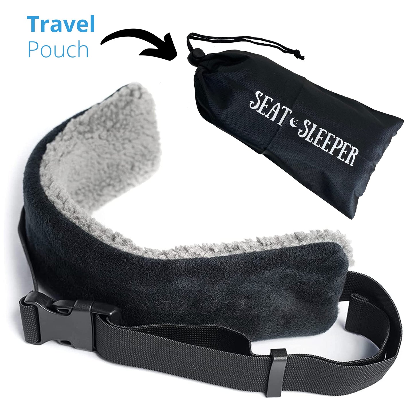 SeatSleeper Travel Pillow Alternative Stops Bobbing | Airplane Head Straps and Car Support Band | Great on Travel Upright | Super Comfy Neck Support | Small & Compact
