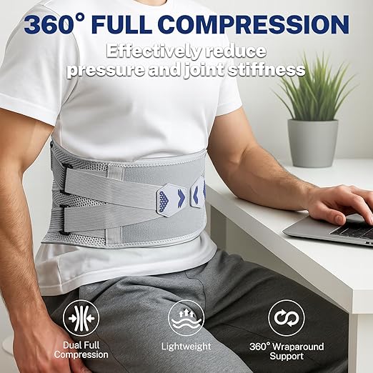 Back Brace for Lower Back Pain Relief, Ergonomic Curved Lumbar Support, Ultra Breathable Knitted Fabric, Adjustable Fit for Under Clothes, Sciatica, Scoliosis, Posture, Lifting, Size L