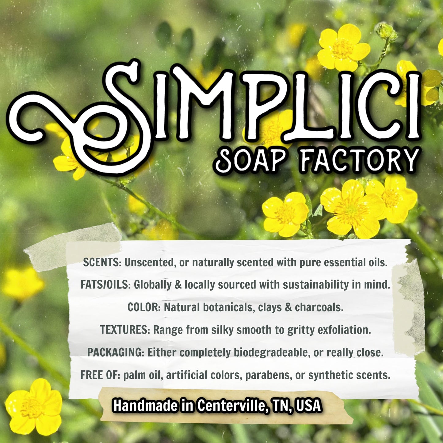 Simplici Aloe & Herb Natural Soap (exfoliating + pure essential oils) 6 Bar Value Bag. Palm Free.