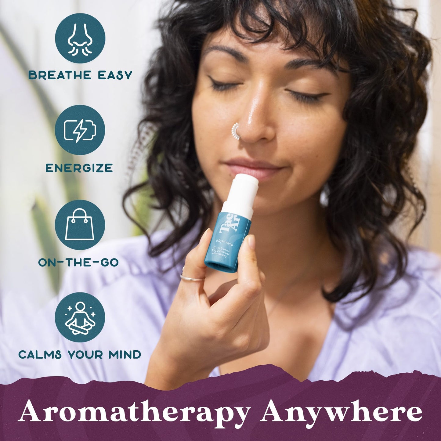 PURPLE CANYON Essential Oil Balm Stick | Energizing Breath Aromatherapy Balm | Body Balm Stick | Eucalyptus, Peppermint, Rosemary Essential Oils Blend Encourages Energy and Clarity | 6.5 Grams