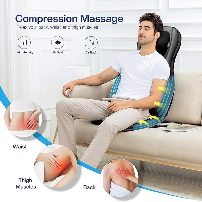 COMFIER Neck Back Massager with Heat, Shiatsu Massage Chair Pad 2D/3D Kneading & Compression Massager, Full Body for and Back,Shoulder,Thighs,Gifts Mom,Dad, Black, 1.0 Count Father