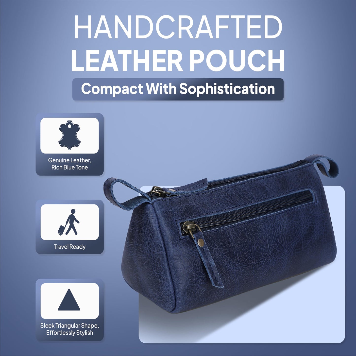 TheAntiq Leather Cosmetic Bags For Men and Women Travel Set HandCrafted Leather Makeup Bag, Small Toiletry Bag, Makeup Essentials Organiser Mini Cosmetic Pouch For Purse Dopp Kit