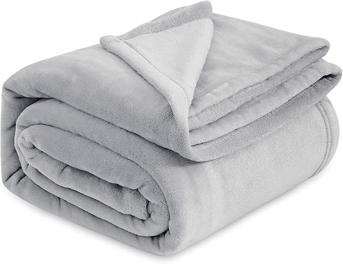 Bedsure GentleSoft Fleece Blanket California King Light Grey - Lightweight Plush Fuzzy Cozy Soft Bed Blankets, 102x96 inches