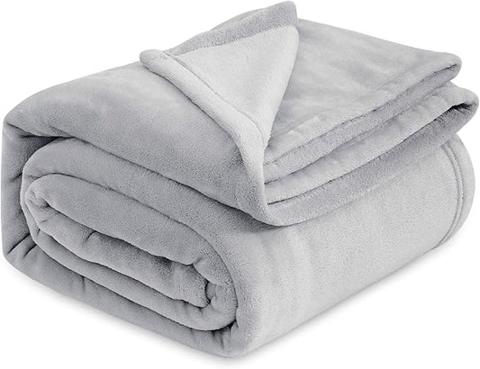 Bedsure GentleSoft Fleece Blanket California King Light Grey - Lightweight Plush Fuzzy Cozy Soft Bed Blankets, 102x96 inches