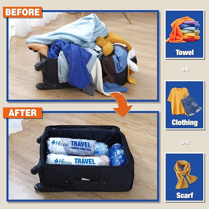 18 Compression Bags for Travel Essentials, Vacuum Packing Space Saver Bags for Cruise Accessories (18-Travel)