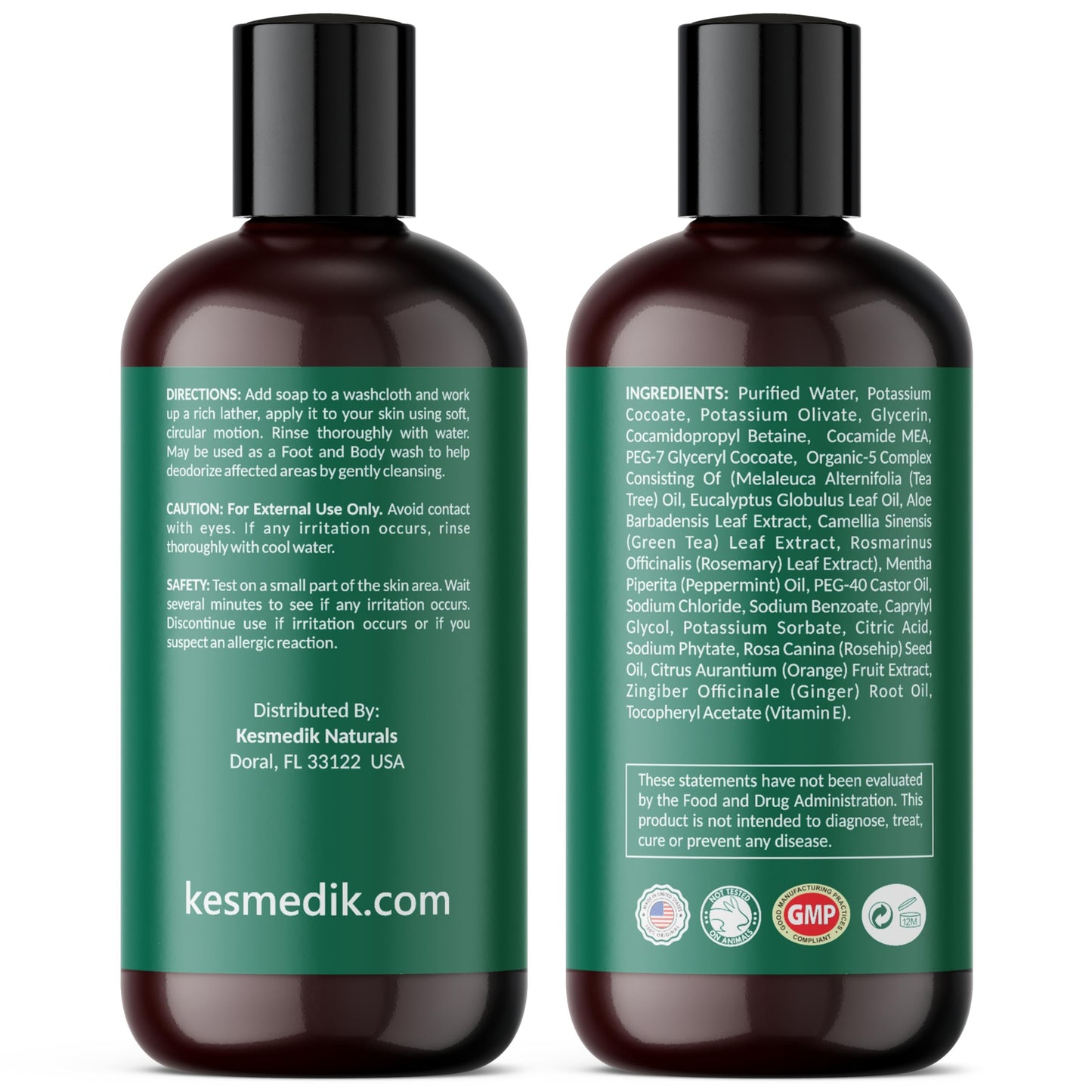 KESMEDIK Tea Tree Oil Foot & Body Soap for Deep Cleansing, Anti Itch Body Wash, Fights Body Odor, Soothes Jock Itch, Athlete's Foot, Ringworm & Acne-Prone Skin.