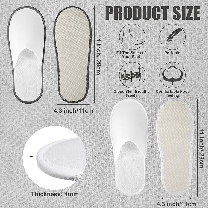 JaGely 120 Pairs Bulk Disposable Slippers Non Slip Hotel Spa Slippers Fluffy Closed Toe for Home Indoor Wedding Travel Party Guests Men Women