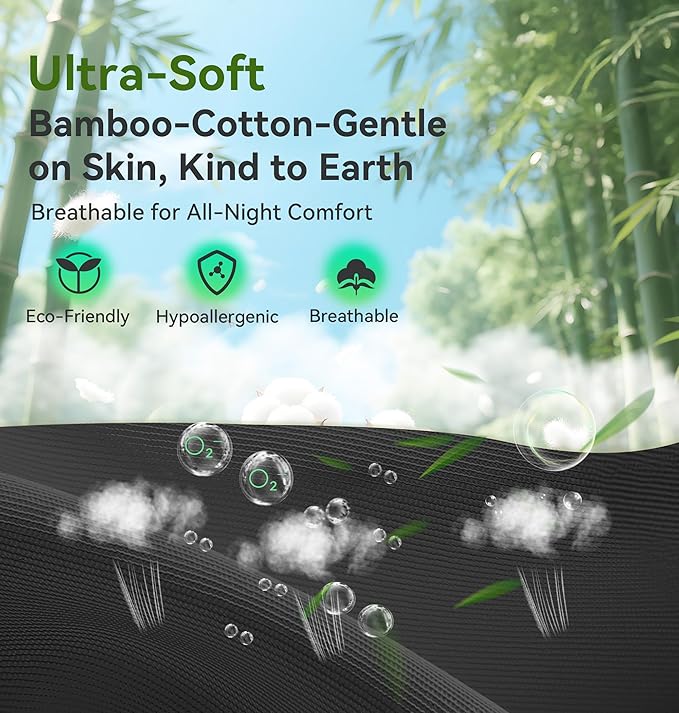 LC-dolida Bamboo Cotton Weighted Bluetooth Sleep Masks, 3D Weighted Sleep Masks with Bluetooth 5.4 Headphones, Total Blackout Bluetooth Sleep Mask for Women Men, Weight Eye Mask for Sleeping, Black