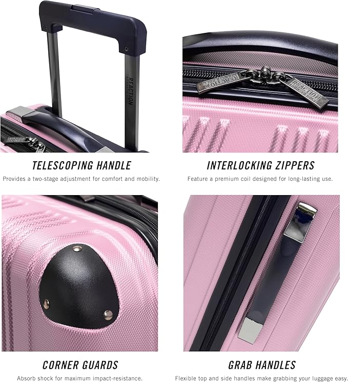 Kenneth Cole REACTION Out of Bounds Lightweight Hardshell 4-Wheel Spinner Luggage, Blush, 28-Inch Checked