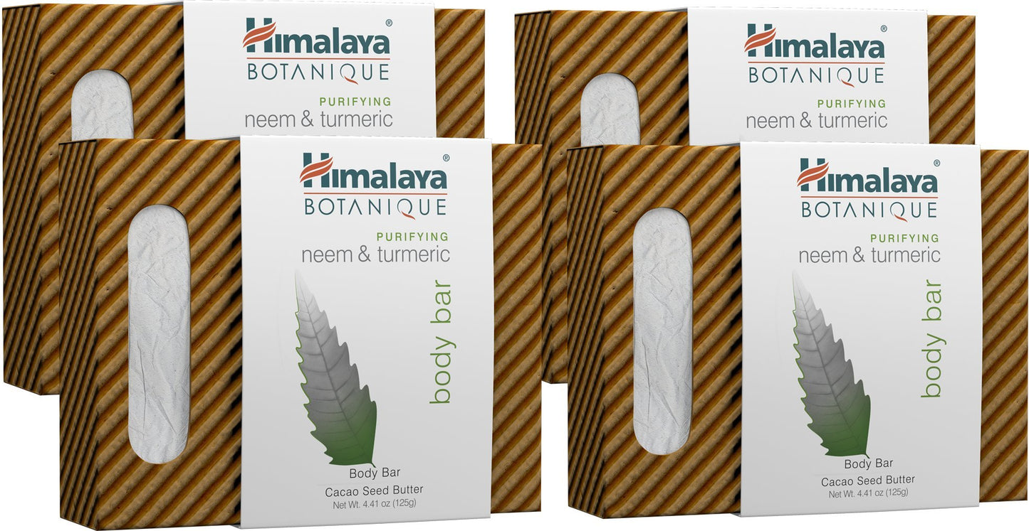 Himalaya Botanique Purifying Neem & Turmeric Handcrafted Bar Soap, Free from Parabens, SLS, Phthalates, Artificial Colors and Artificial Fragrances, 4.41 oz (125 g) 4 PACK
