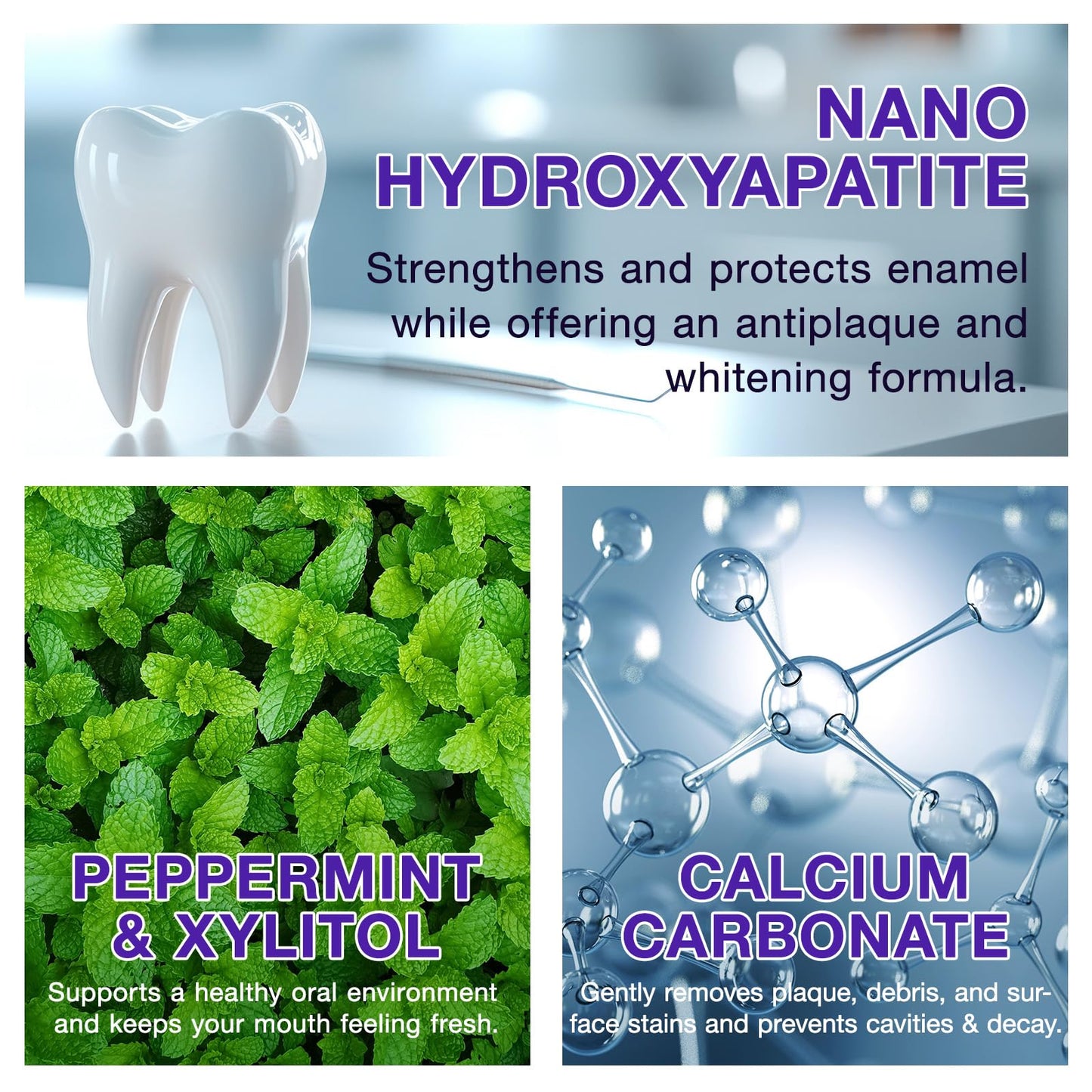 Toothpaste Tablets, Chewable Toothpaste Tablets for Fresh Breath, Natural Whitening Floride-Free and Remineralizing Tablets Tabs, Nano Hydroxyapatite Toothpaste, 150 Tablets