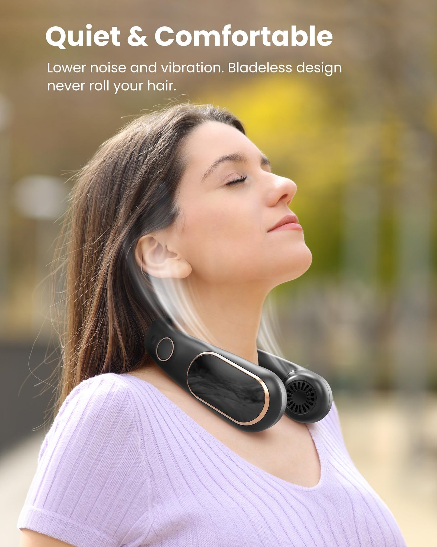 SLENPET Neck Fan, Rechargeable Personal Portable, Hands Free wearable Battery Operated 5 Speeds, USB Neck Cooling for Indoor Outdoor, Adjustable Width Fit, Digital Display, 4-12 Hours