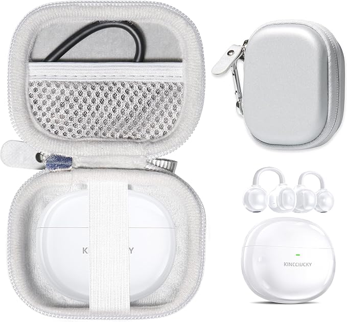 CaseSack Case for King Lucky i121 Clip on Earbuds Open Ear Wireless Bluetooth 5.4 Headphones (White)