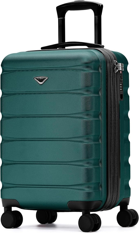 Carry On Suitcase Hardside TSA Lock & USB Port Silent Double Spinner Wheels Maximum Carry-On Bag For Canada Air Approved Airlines( 21.5x15.5x9" ,Forest Green )