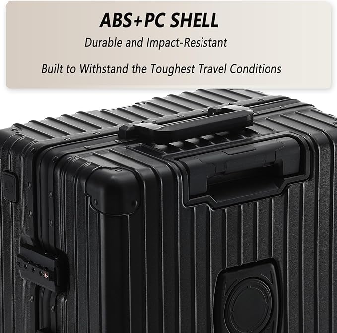 20 Inch Zipperless Carry On Luggage 22x14x9 Airline Approved with Spinner Wheels,Hard Shell Small Rolling Suitcase with TSA Approved for Travel Business Women Men,Black