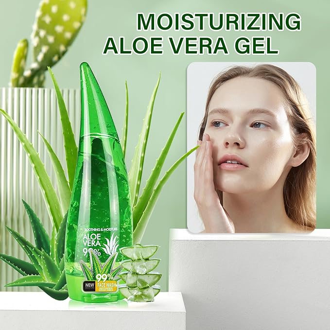 Aloe Vera Gel for Face and Body,Hydrating Organic Aloe Vera Gel,Cooling Body Cream for After Sun Skincare,Non-Sticky Face Moisturizer, 9.15 Fl Oz